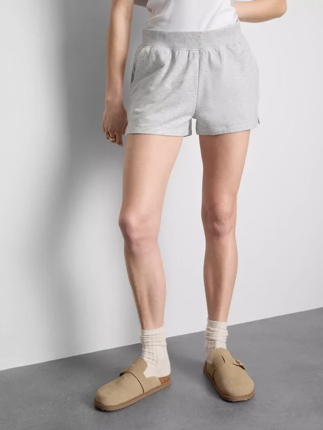 Loungeshorts i bomull med splittet kant