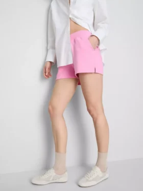 Loungeshorts i bomull med splittet kant