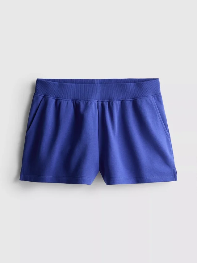 Loungeshorts i bomull med splittet kant