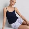 Loungetopp i bomullsrik pointelle-cami