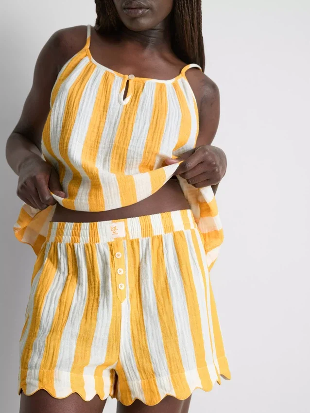 Love to Lounge stripete pyjamasbukser med volanger