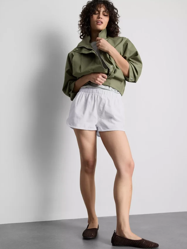 Løpeshorts i bomullsdenim