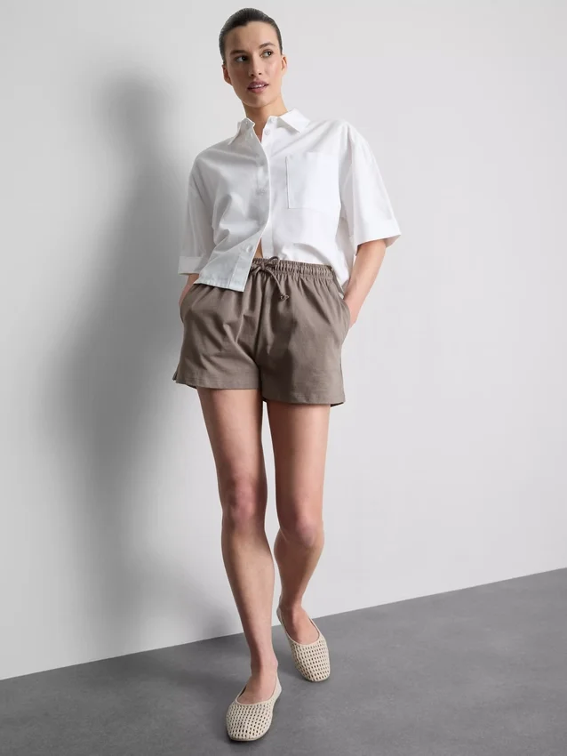 Løse shorts i bomull med snøring