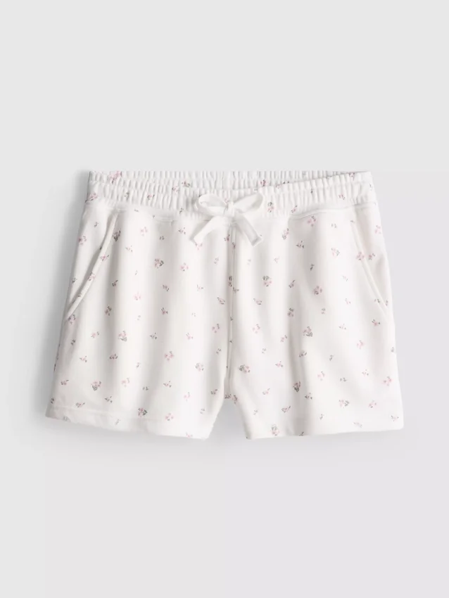 Løse shorts med blomstermønster i bomullsrikt stoff