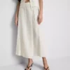 Midiskjørt i bomullsblanding med snøring i siden
