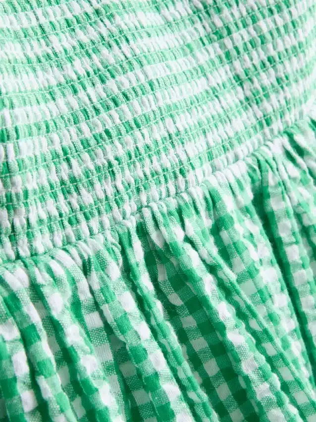 Mini-bandeau-kjole i bomullsgingham