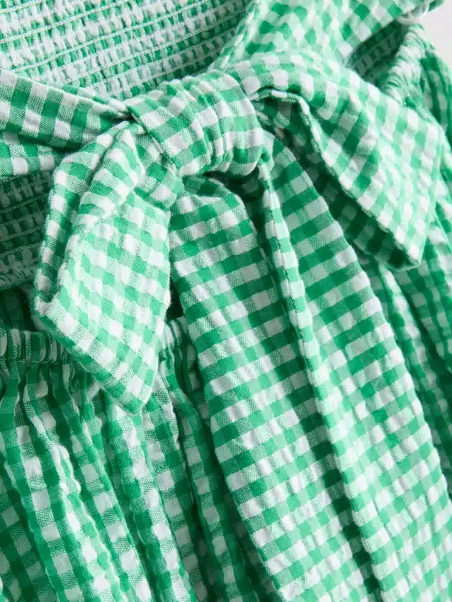 Mini-bandeau-kjole i bomullsgingham