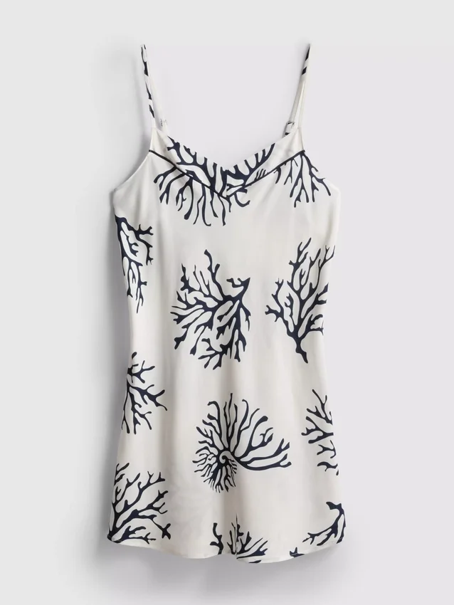 Mini-chemise i korall med mønster