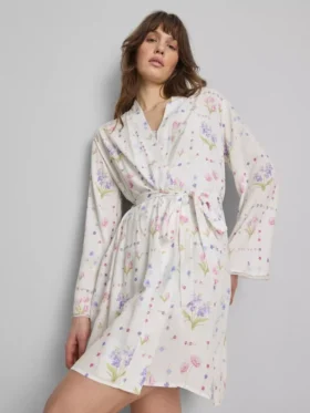Mini-morgenkåpe med blomstermønster