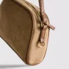 Mini-veske i imitert semsket skinn med kryssrem