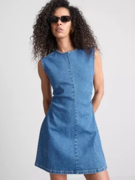 Minikjole i bomullsdenim med A-linje