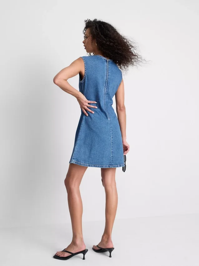 Minikjole i bomullsdenim med A-linje