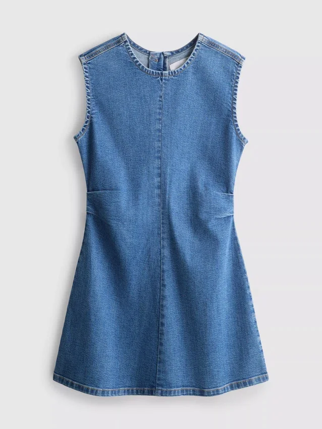 Minikjole i bomullsdenim med A-linje
