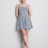 Minikjole med korsett i gingham-mønster