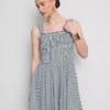 Minikjole med korsett i gingham-mønster