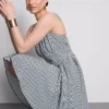 Minikjole med korsett i gingham-mønster