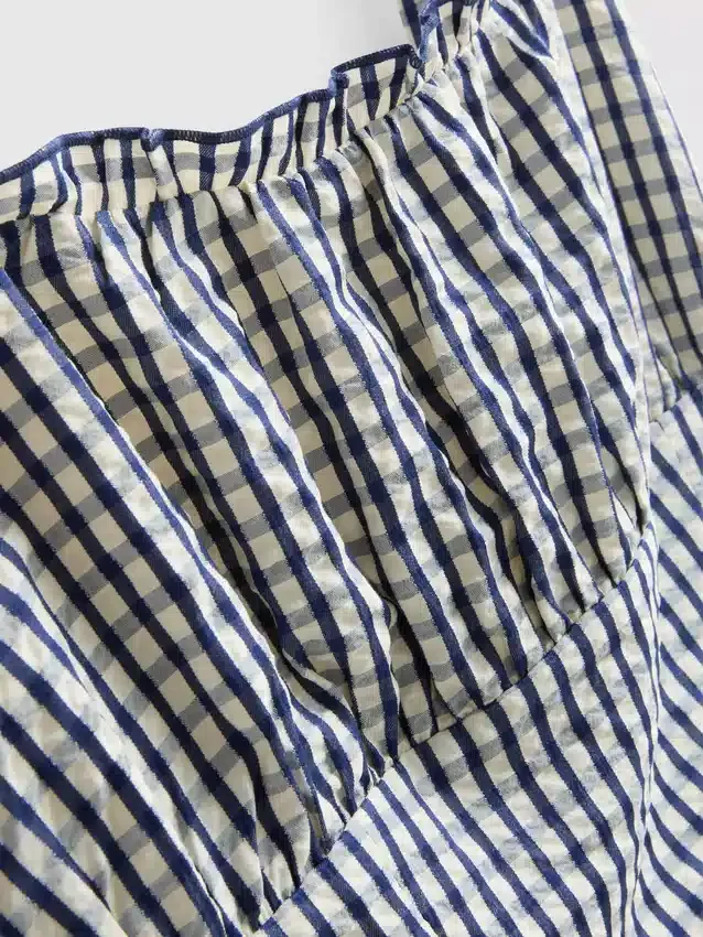Minikjole med korsett i gingham-mønster