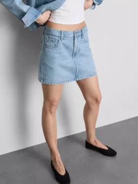 Miniskjørt i bomullsdenim