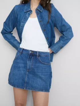 Miniskjørt i bomullsdenim