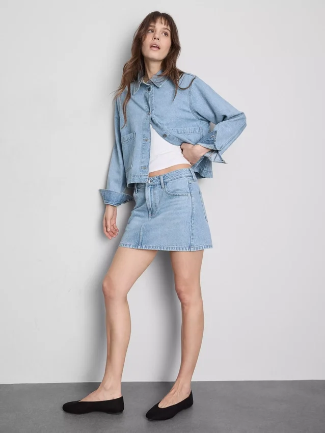 Miniskjørt i bomullsdenim