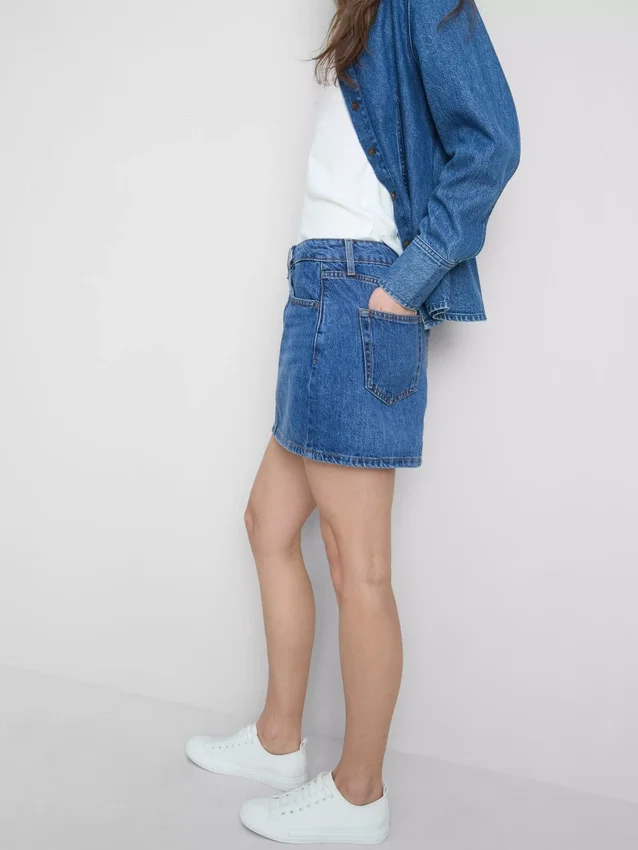Miniskjørt i bomullsdenim
