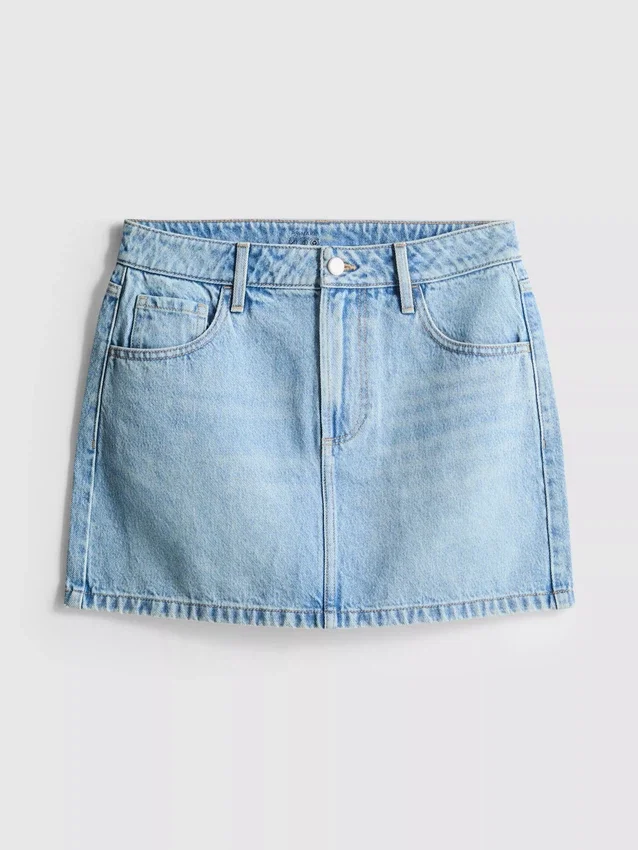 Miniskjørt i bomullsdenim