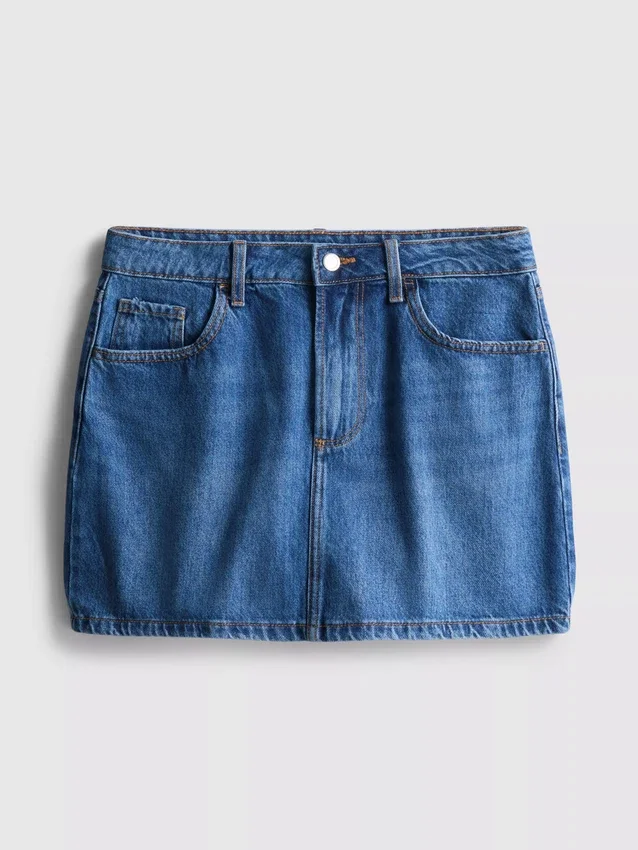 Miniskjørt i bomullsdenim