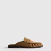Mule-sandaler i imitert semsket skinn