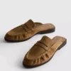 Mule-sandaler i imitert semsket skinn