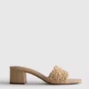 Mules med blokkhæl i raffia