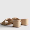 Mules med blokkhæl i raffia