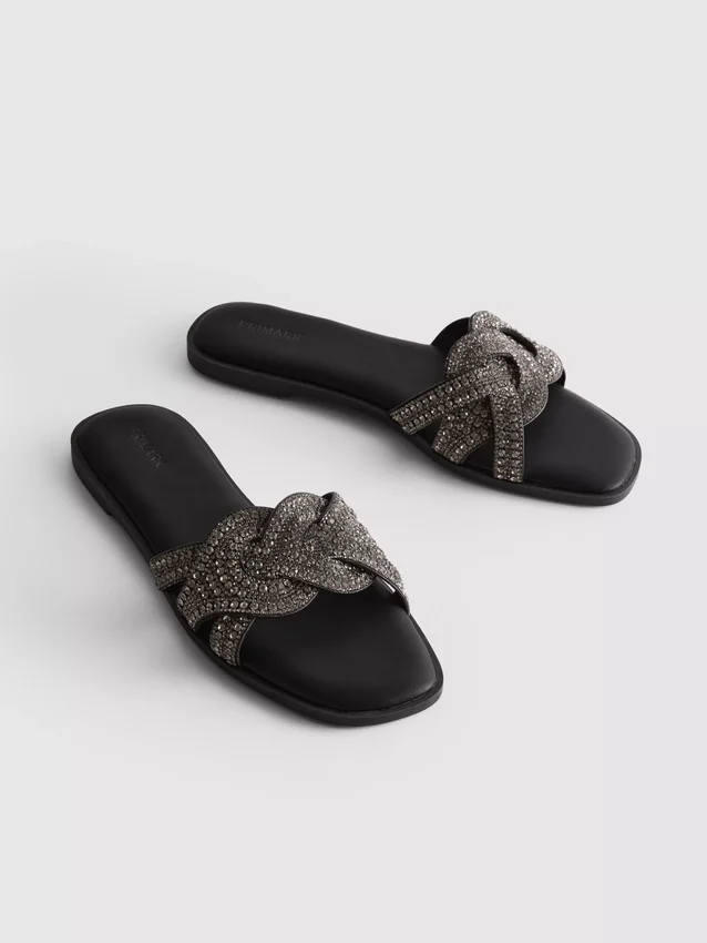 Mulesandaler med rhinestones