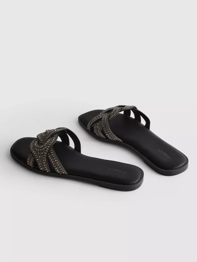 Mulesandaler med rhinestones