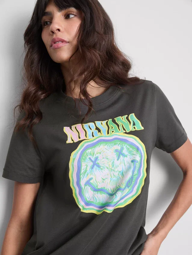 Nirvana-T-skjorte i vasket bomull
