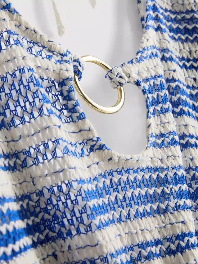 O-ring-heklet strandkjole med striper