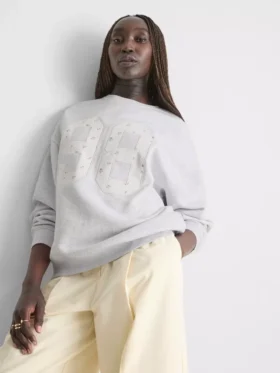 Oversized 98-gauge sweatshirt med små blomstermønster