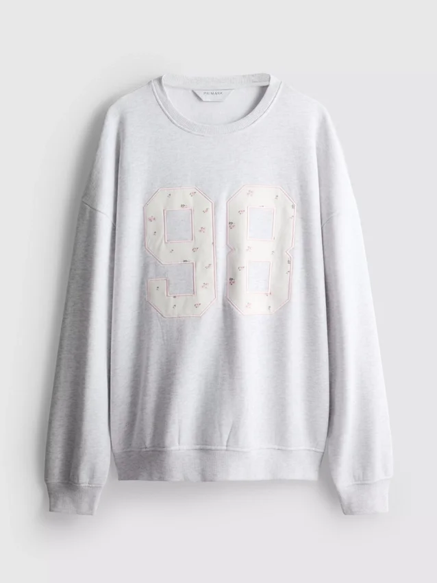 Oversized 98-gauge sweatshirt med små blomstermønster