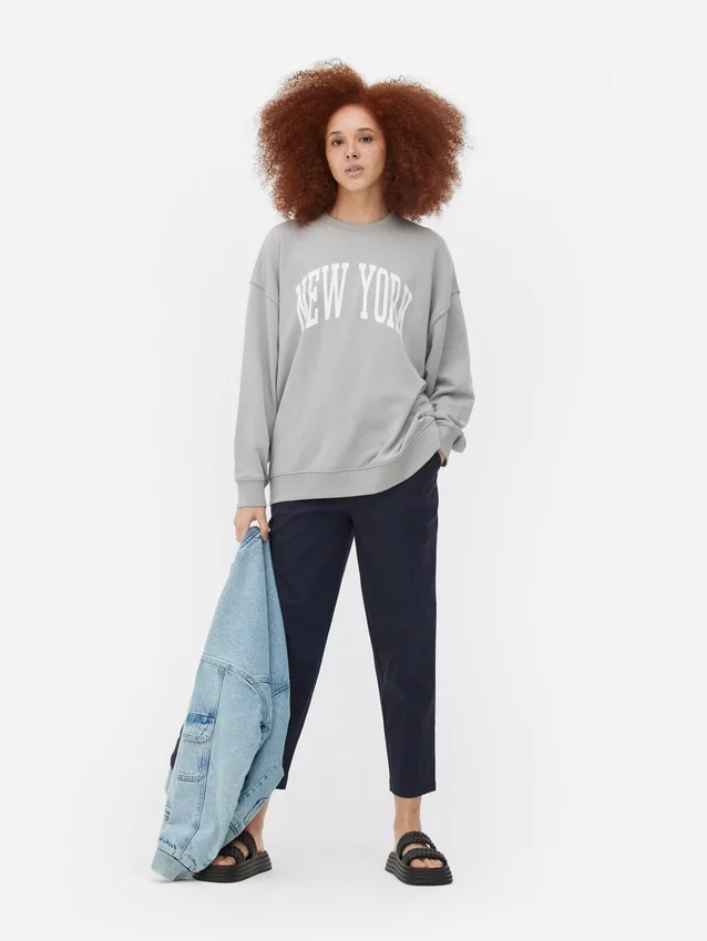 Oversized genser med grafisk trykk fra New York