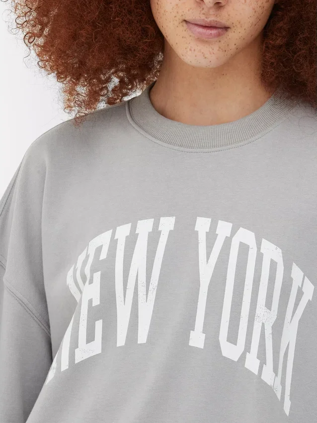 Oversized genser med grafisk trykk fra New York