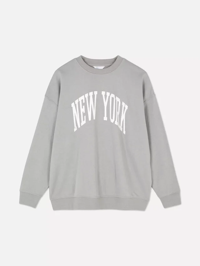 Oversized genser med grafisk trykk fra New York