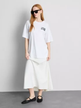 Oversized grafisk boyfriend-T-skjorte i bomull