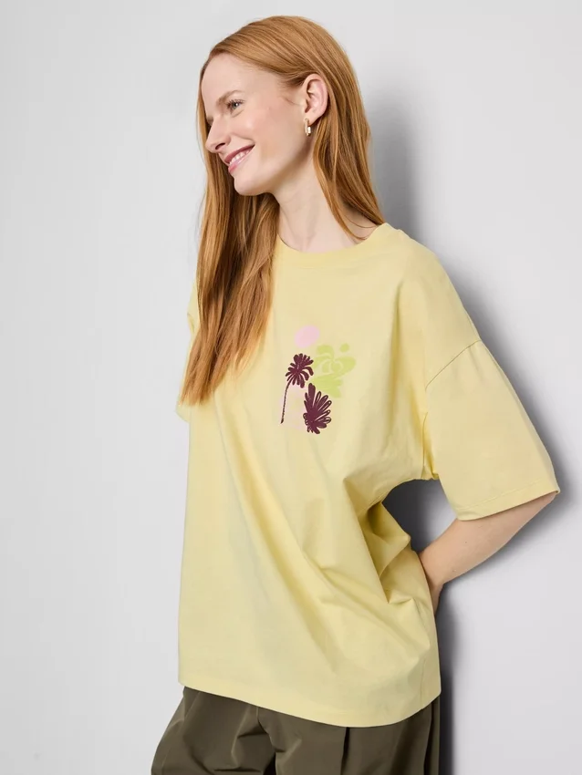 Oversized grafisk boyfriend-T-skjorte i bomull