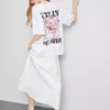 Oversized grafisk boyfriend-T-skjorte i bomull