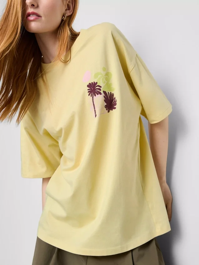 Oversized grafisk boyfriend-T-skjorte i bomull