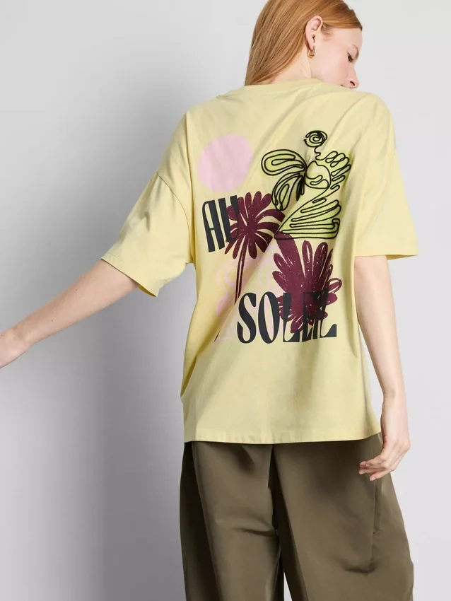 Oversized grafisk boyfriend-T-skjorte i bomull