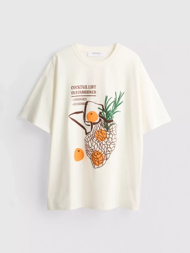 Oversized T-skjorte i bomull i gammeldags stil
