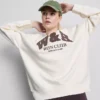 Oversized treningsgenser i bomullsrik blanding