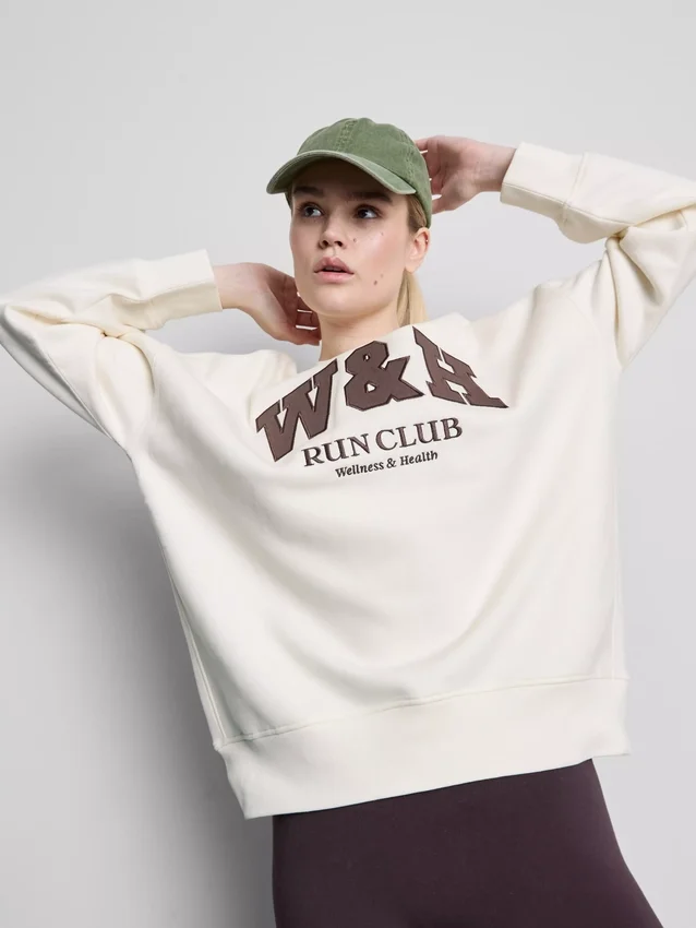 Oversized treningsgenser i bomullsrik blanding