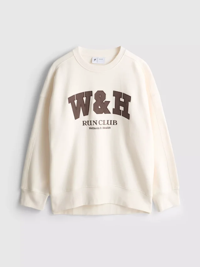 Oversized treningsgenser i bomullsrik blanding