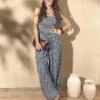 Paula Echevarría bandeau-top i gingham med volanger